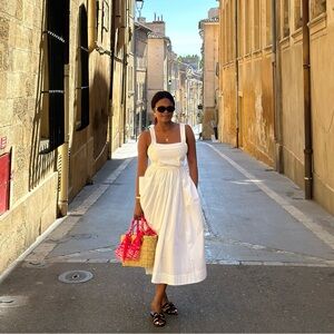 J CREW COTTON POPLIN APRON DRESS WITH CONVERTIBLE STRAPS